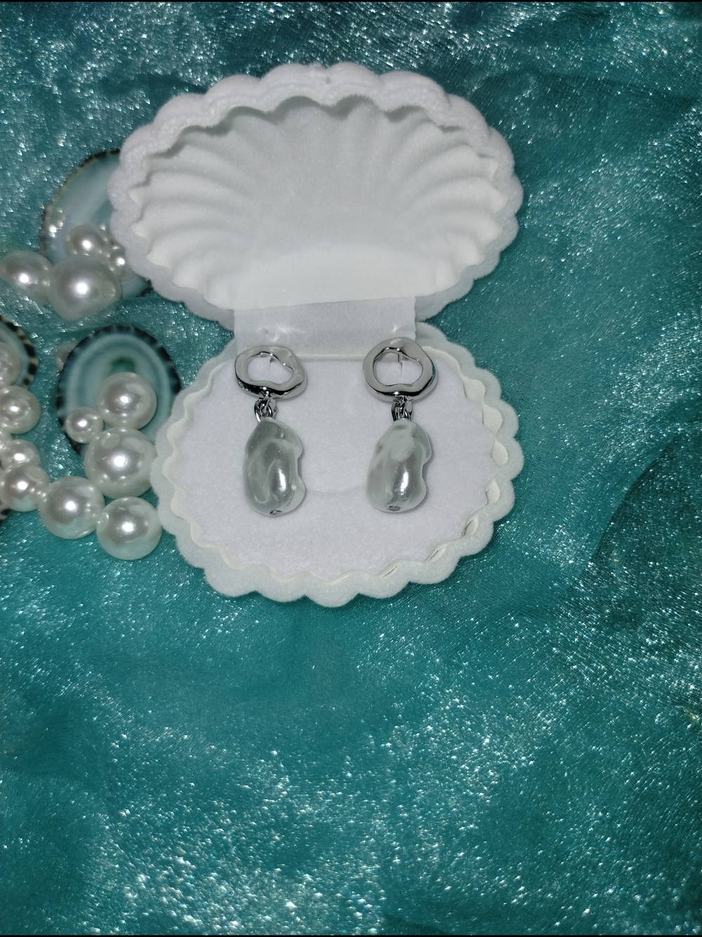 Silver Baroque Pearl Drop Bridal Earrings- Wedding Jewelry
